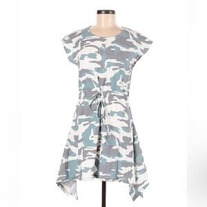 Classy blue camo cinch waist dress, size med